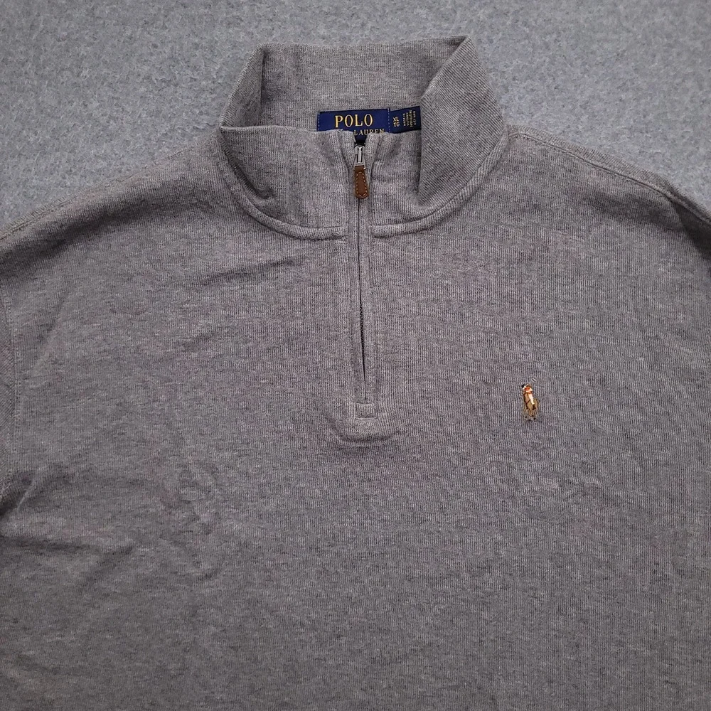 Polo Ralph Lauren Sweater Men XL Estate Rib Quarter Zip Pullover Sweatshirt Gray